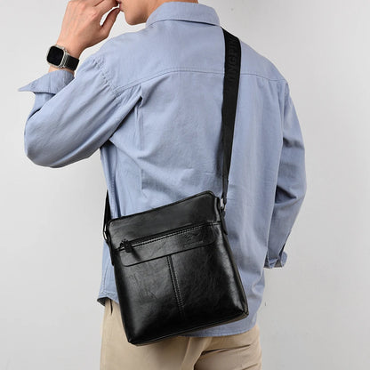 Men's Business Casual Backpack, Single-Shoulder Crossbody Pu Leather Briefcase, Multi-Compartment Large Capacity