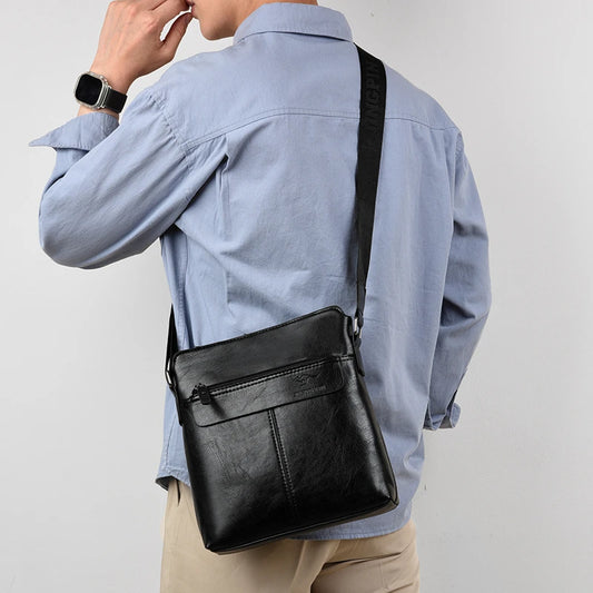 Men's Business Casual Backpack, Single-Shoulder Crossbody Pu Leather Briefcase, Multi-Compartment Large Capacity