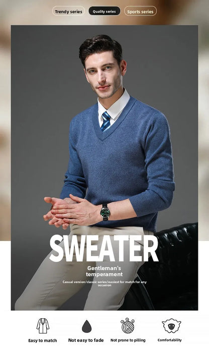 Top Grade Thick Anti-Pilling New Fashion Brand Autum Winter Knit Pullover Men Slim Fit Sweater Business Casual Woolen Jumper