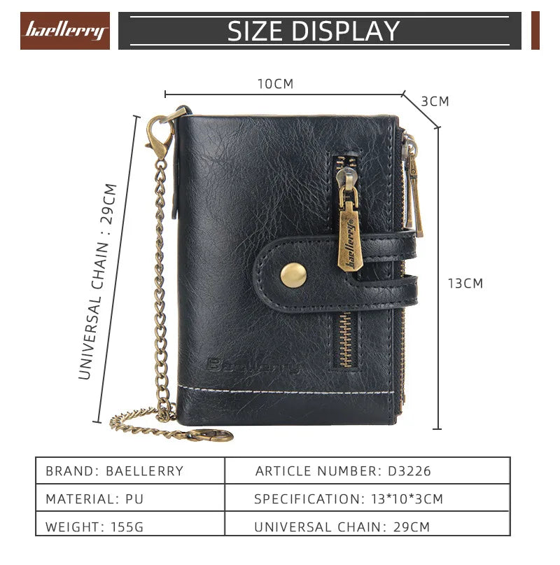 New Men Wallets Name Engraving 11 Card Holders Men Short Purse Double Zipper Coin Pocket High Quality Male Purse Cartera