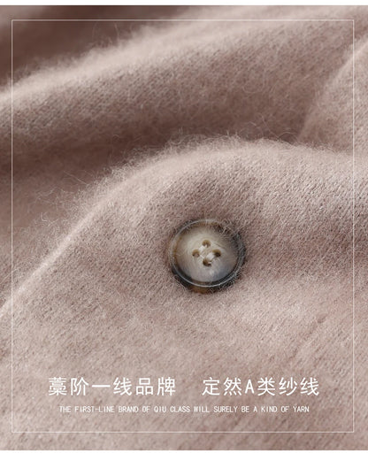 New Mink Wool Cardigan Men's Padded Sweater Coat Business Casual Knitted Cashmere Sweater Coat