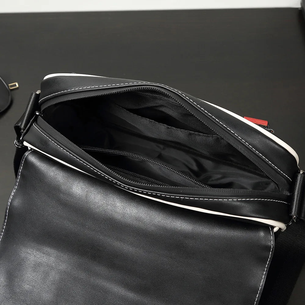 Casual PU Leather Messenger Bag Multi-pocket Design Vintage Shoulder Bag Durable Male Handbags Travel