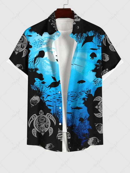 Summer Plus Size Men's Shirt 3D Print Hawaiian Shirts Button Up Beach Vacation Shirts Short Sleeve Shirts Casual Shirts for Men