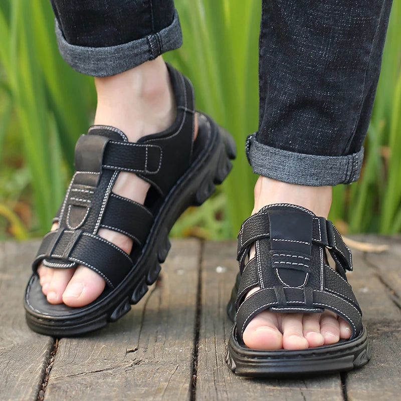 Men's Casual Outdoor Sandals with Adjustable Straps and Non-Slip Sole for Summer Beach Walks, Hiking Trails, and Daily Wear, Per