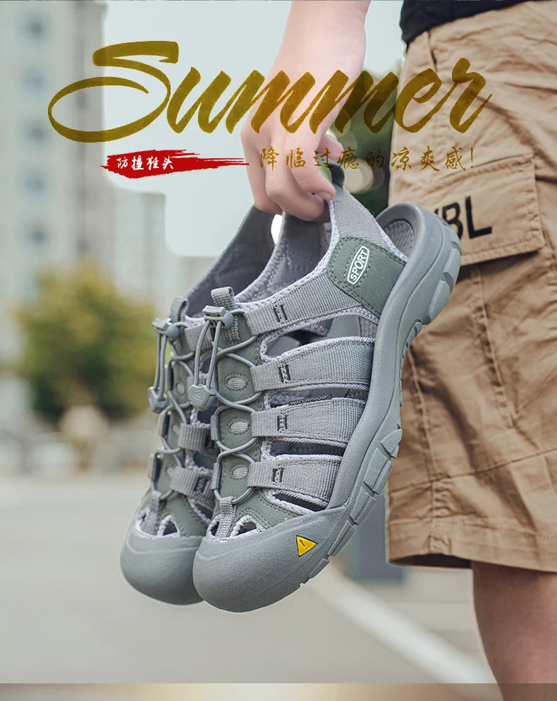 Fashion Men's Casual Mesh Outdoor Beach Sandals Light Breathable Shoe for Men Anti-slip Waterproof Sandal Man Comfortable Shoes