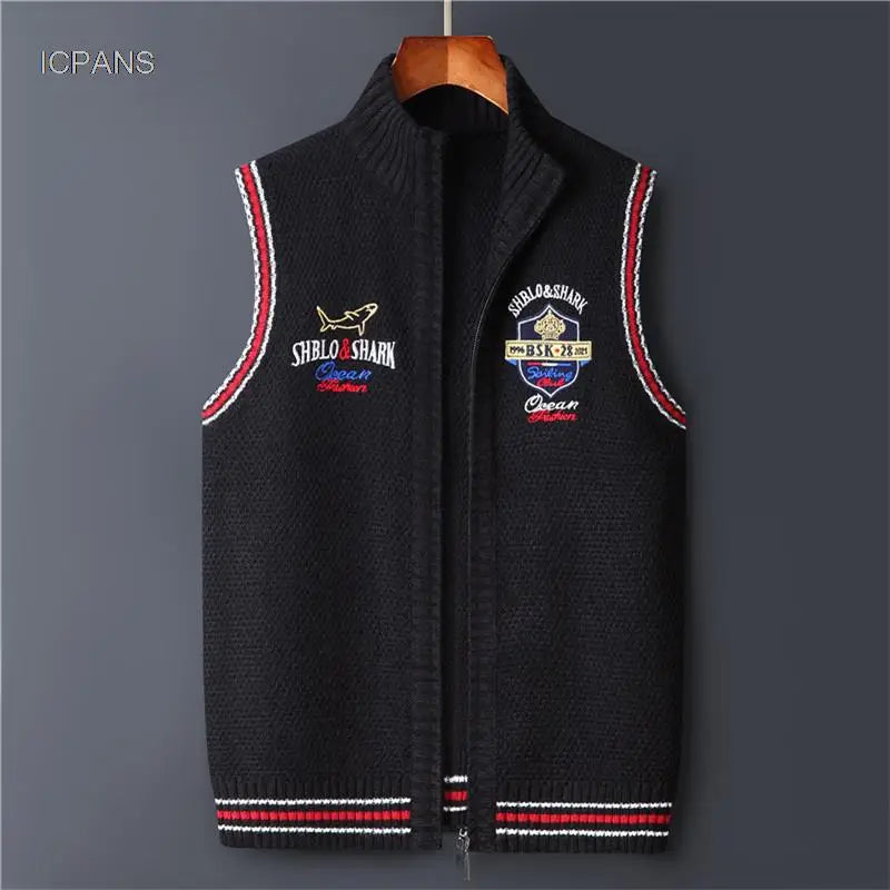 Cardigan Knitted Vest jacket Sweater Men Korea Clothing Casual Sleeveless Jackets Male Pullover Kint Wear Outwear Autumn