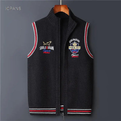 Cardigan Knitted Vest jacket Sweater Men Korea Clothing Casual Sleeveless Jackets Male Pullover Kint Wear Outwear Autumn