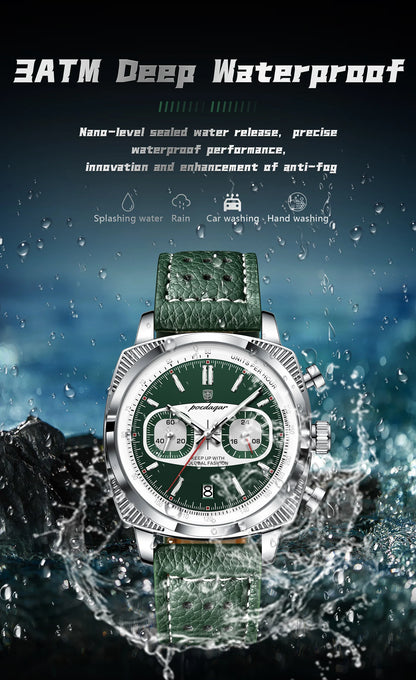 POEDAGAR Original Fashion Men Clock Luminous Waterproof Chronograph Date Watch For Man Luxury Leather Quartz Men's Watches Reloj