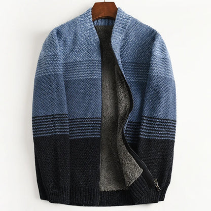 Men's Winter Thick Warm Snow Cotton Cardigan Sweater Rainbow Color plus Size 5XL 6XL 7XL Sweatcoat for Cold Weather
