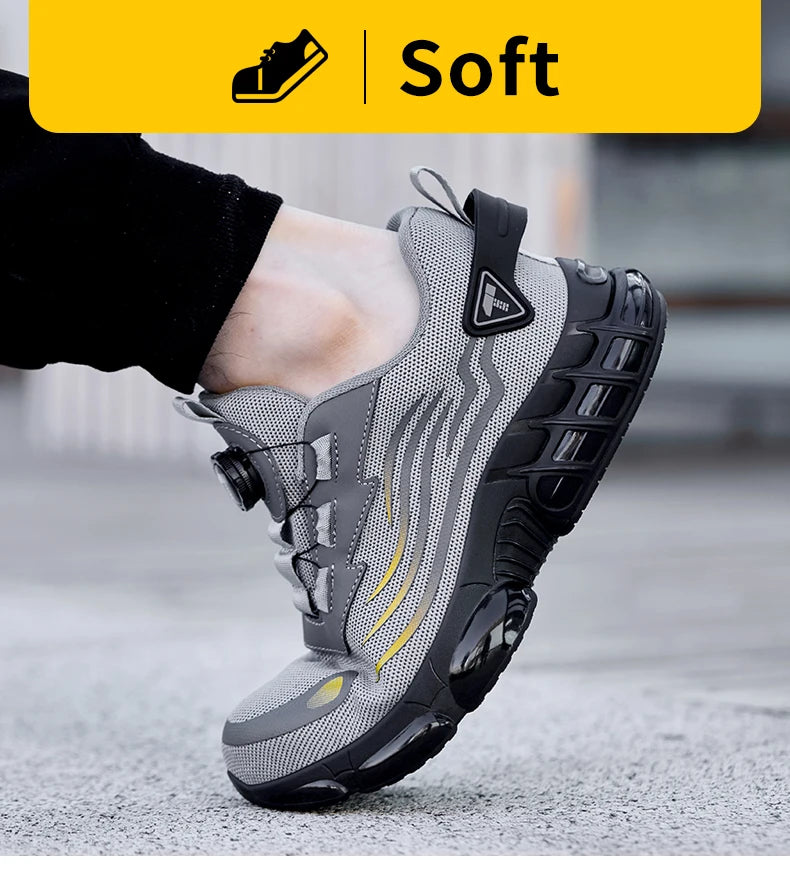 Botones giratorios zapatos de Seguridad masculinos, zapatos de trabajo,  botas de Seguridad Anticoagulantes  Tactical Boots