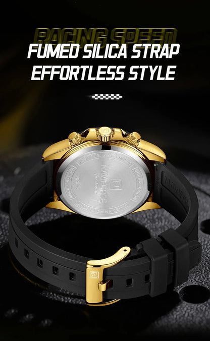 NAVIFORCE 2026 New Luxury Fashion Men‘s Business Casual Wrist Watch Waterproof Chronograph Silicone Strap Wristwatch Gifts Clock