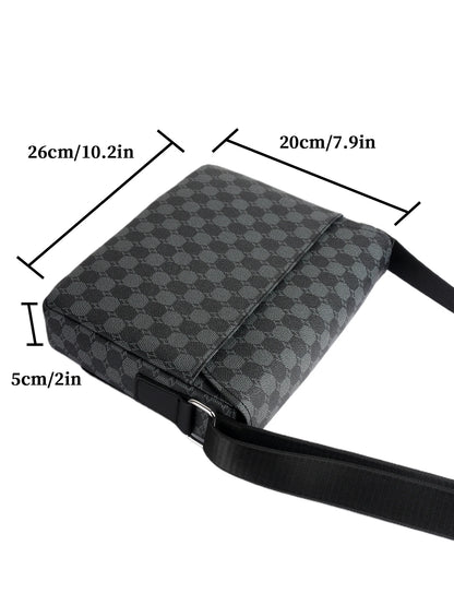 Men's Flap Shoulder Bag Fashion Casual Men's Crossbody Horizontal Business Briefcase Large Capacity Plaid Backpacks