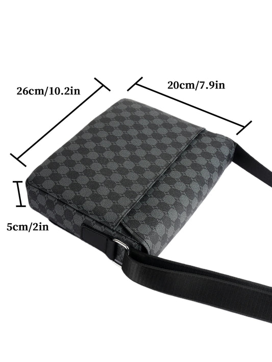 Men's Flap Shoulder Bag Fashion Casual Men's Crossbody Horizontal Business Briefcase Large Capacity Plaid Backpacks