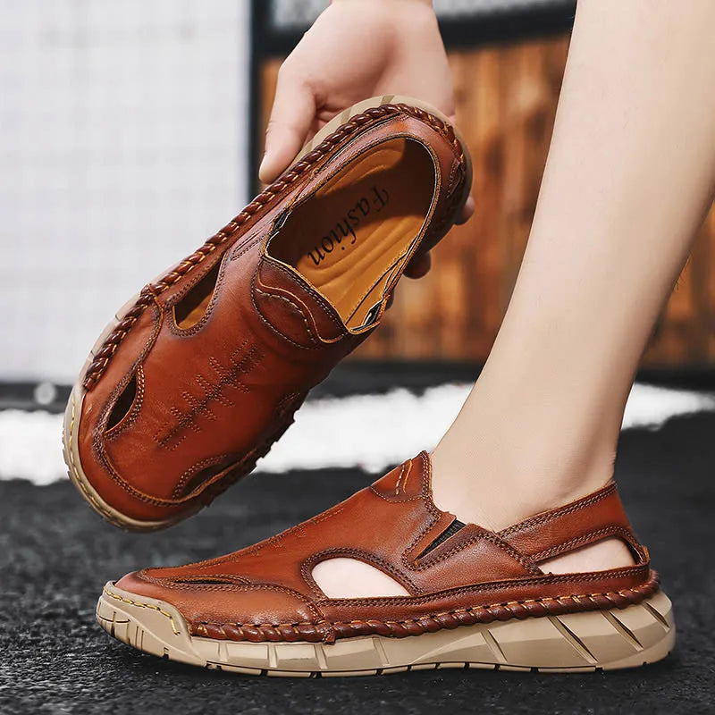 Hot-selling Summer Men's Sandals New Leather Roman Sandals Slippers Outdoor Beach Shoes Male Flip Flops Water Trekking Sandals