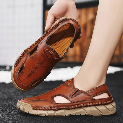 Hot-selling Summer Men's Sandals New Leather Roman Sandals Slippers Outdoor Beach Shoes Male Flip Flops Water Trekking Sandals