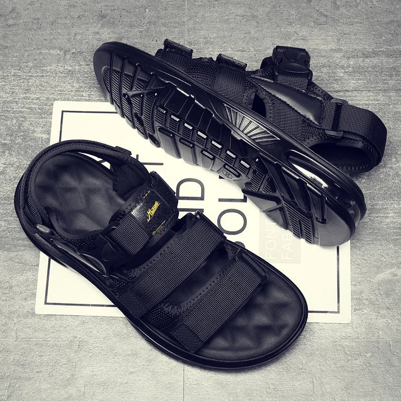 2023 New Design Men Rome Sandals Leather Fashion Sandals Black Men Summer Shoes Comfortable Cushion Soft Gladiator Sandals