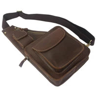 Vintage Military Canvas + Genuine Leather Men Shoulder Bag Sling Crossbody Bag Tote Handbag Men Canvas Messenger Bag  Leisure