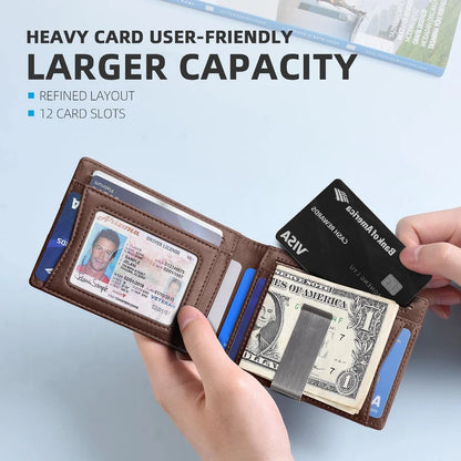 Personality Short Rfid Leather Men Wallets Carbon Fiber Slim Card Holder Wallet Black Minimalist Wallet for Men Father Day Gifts
