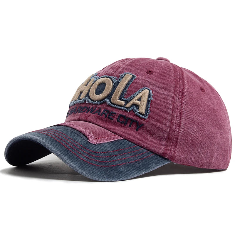 Men Women Baseball Caps BHOLA Fashion Letter Embroidery Hip Hop Cap Summer Washed Cotton Vintage Casual Sun Visor Hat Adjustable