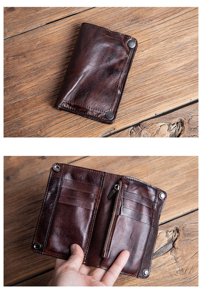 GURO High Quality Men Genuine Leather Wallet Vintage Bifold Money Clip Credit Card Holder Luxury Design with Zipper Coin Pocket