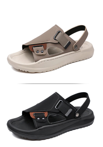 Men's Summer Outdoor Driving Sandals Comfortable Breathable Anti-slip Thick Bottom Two-Way Beach Slippers-WC20253