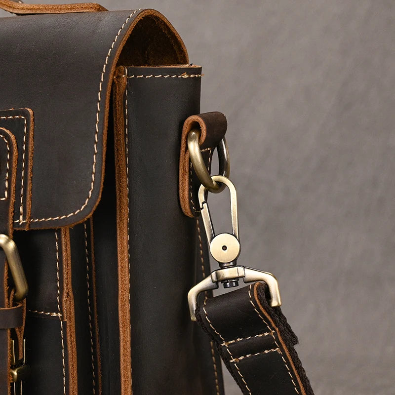Luufan Crazy Horse Leather Men's Shoulder Bag Vintage Messenger Bags Men Male Small Travel Crossbody Bags Man Handbag Sling Bag