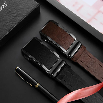 Men's Fashionable Leather Belt Men's High-quality Leather Belt Business Automatic Buckle Ratchet Belt Randomly Adjustable