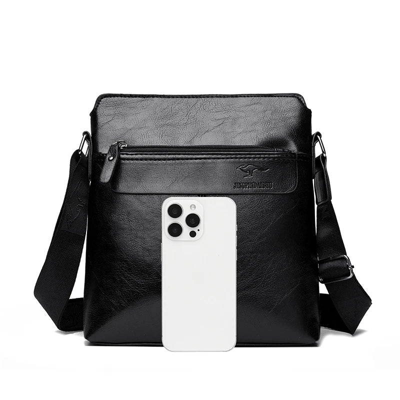 Men's Business Casual Backpack, Single-Shoulder Crossbody Pu Leather Briefcase, Multi-Compartment Large Capacity