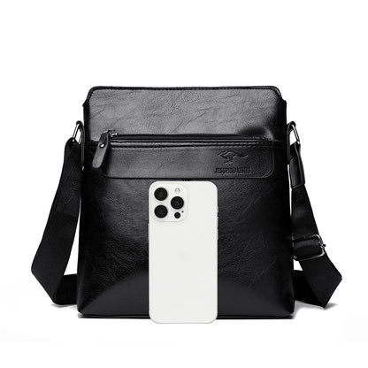 Men's Business Casual Backpack, Single-Shoulder Crossbody Pu Leather Briefcase, Multi-Compartment Large Capacity