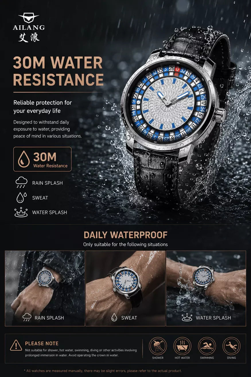 AILANG Fashionable and Noble Red Top Men Mechanical Watch Button Gambling Table Game Roulette Watches Pointer Sapphire Watch