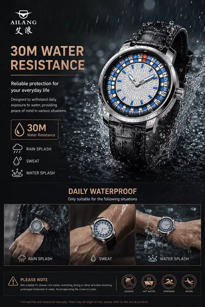 AILANG Fashionable and Noble Red Top Men Mechanical Watch Button Gambling Table Game Roulette Watches Pointer Sapphire Watch