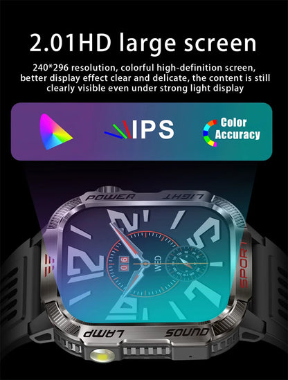 2026 Military GPS Smart Watch Money Detector Light Compass Waterproof Outdoor Sport Tracker Bluetooth Call Watch with Flashlight