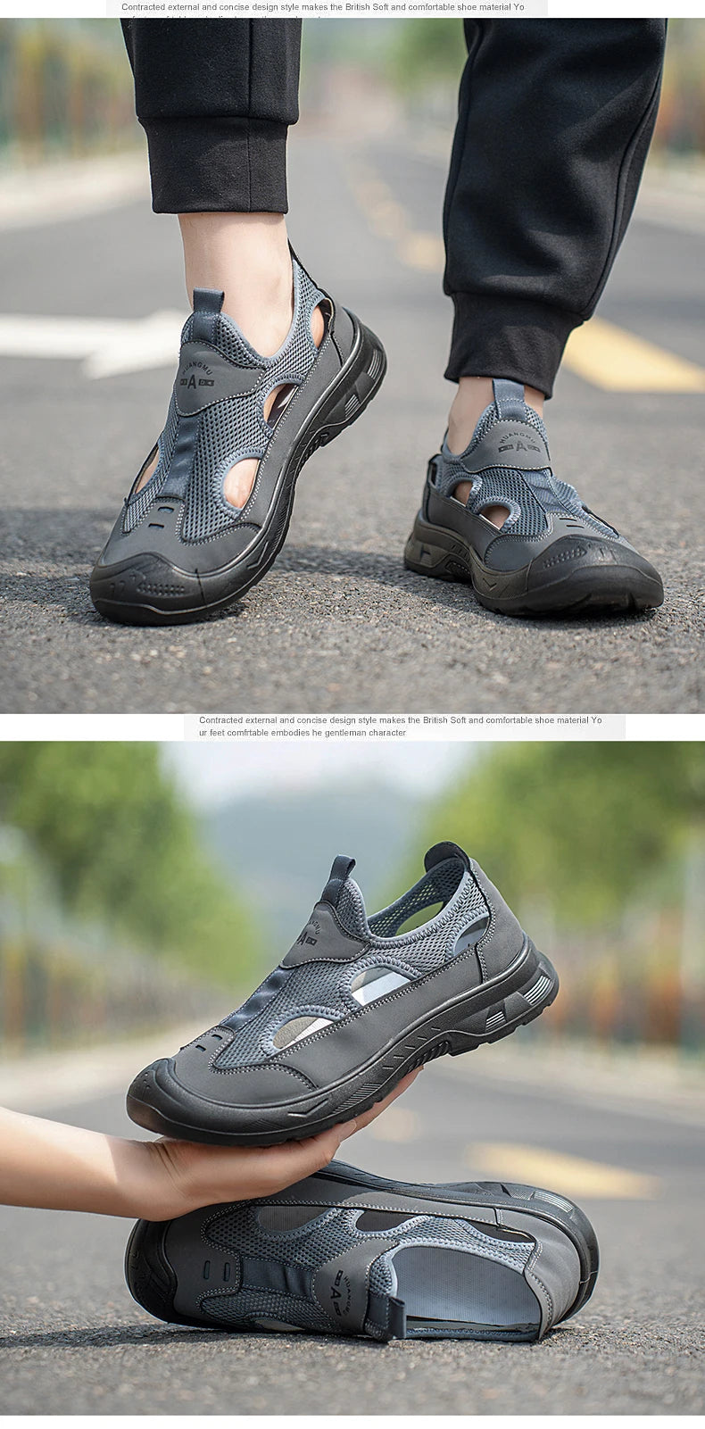2025 Summer Men's Sandals New Hollow Breathable Beach Shoes Ultra Light Anti Slip Summer Casual Shoes Walking Shoes