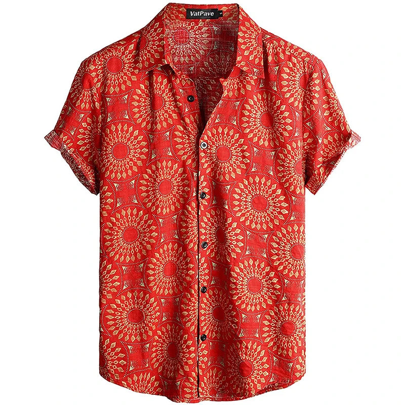 Summer Men's Casual Hawaiian Floral 3D Full-Print Button Shirt Short Sleeve - Tropical Beach Men's Quick-Drying Breathable Top