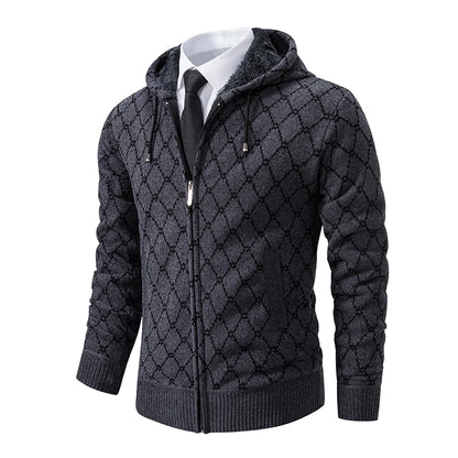 Winter plus velvet padded cardigan sweater men's sweater warm coat