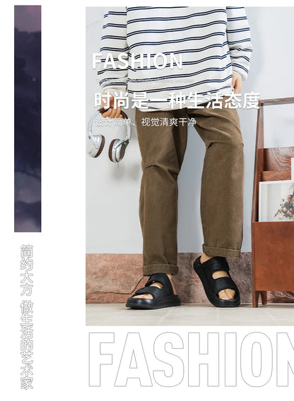 Men's casual slip on sandals summer soft-sole breathable lightweight outdoor walking shoes fashion sports Dual-purpose slippers