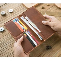 Fashion PUNK Handmade Crazy Horse Genuine Leather Wallet Men Money clip Short Wallet Bag Stud male Purse Card Holder Wallet