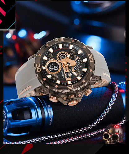 SMAEL 8136 50M Waterproof Military Watch for Men - LED Backlight Alarm Chronograph Stopwatch Shockproof Outdoor