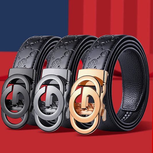 Fashion Business Men'S Belt Genuine Luxury Brand Metal Buckle Belt High-Quality PU Leather Soft Belt With Cargo Pants Jeans