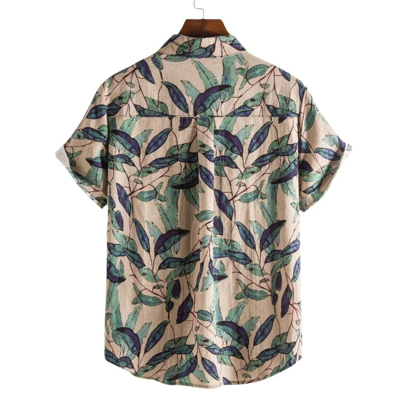 2026 Summer Shirt Men's Retro American Design Printed Pattern Personalized Loose Shirt