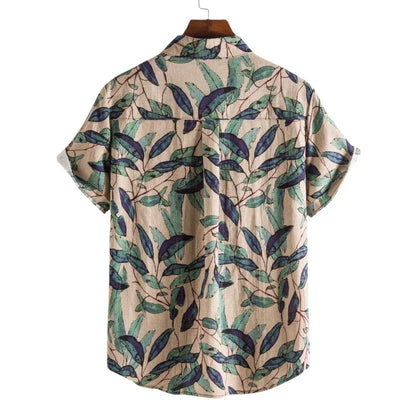 2026 Summer Shirt Men's Retro American Design Printed Pattern Personalized Loose Shirt