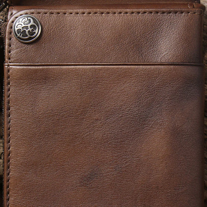 S.WORKER Full Grain Leather Long Wallet Men's Clutch Bag Genuine Leather Classic Purse Card Holder For Men
