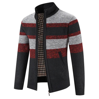 Autumn Winter Sweater Men Warm Cashmere Cotton Blended Pullovers Cardigan Men Fashion Casual Stand Collar Breathable Men Jackets