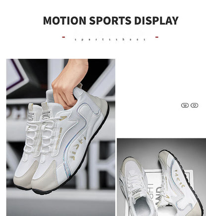 Trendy Black and Gold Color-Blocking Mesh Casual Shoes, Men's Breathable Shock-Absorbing Thick-Soled Sneakers, Versatile Soft-Soled Non-Slip Men's Shoes for Daily Commuting