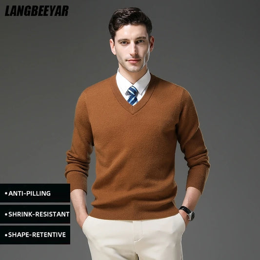 Top Grade Thick Anti-Pilling New Fashion Brand Autum Winter Knit Pullover Men Slim Fit Sweater Business Casual Woolen Jumper