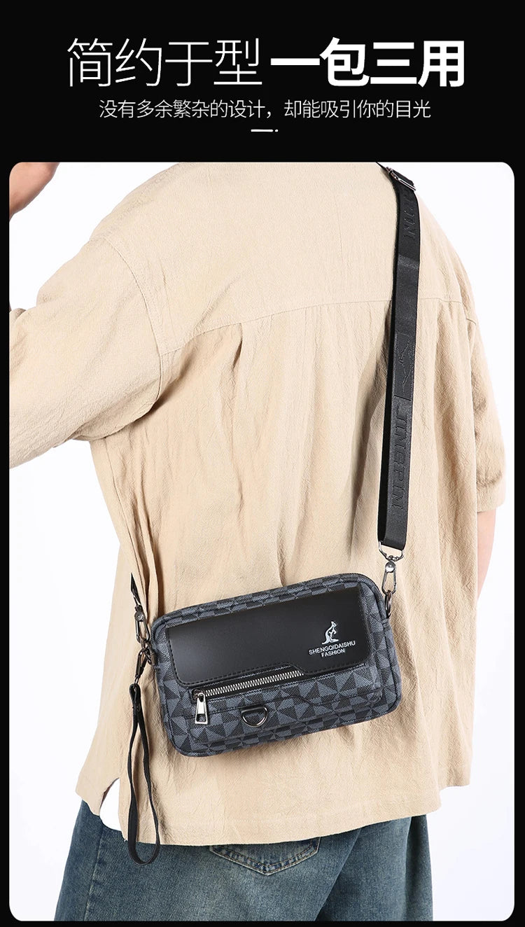 Business Men's Clutch Bags High Quality PU Leather Man's Small Shoulder Bag Multi-Functional Men Handbag Bag With Waist Strap
