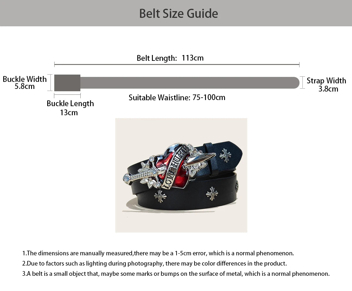 Fashion Punk Belt Cross Melancholic Second-generation Belt Design High Quality Gothic Accessories Plus Size Belt for Men Women