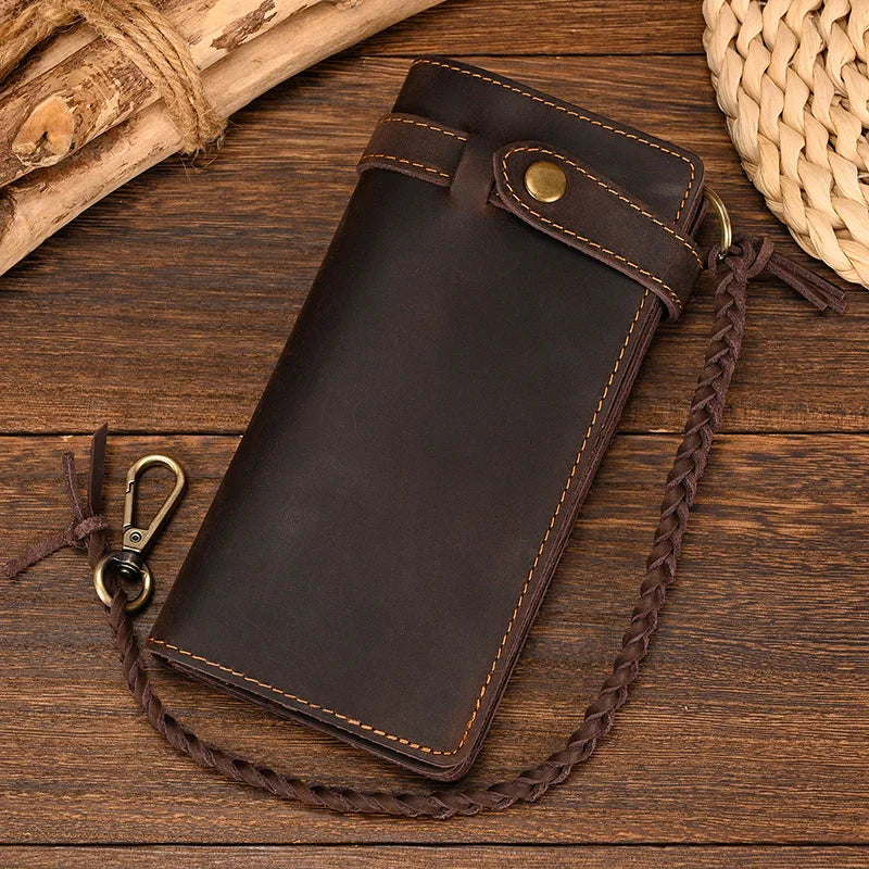 Newsbirds Genuine Leather Long Wallet Wrist Belt Strap Chain Wallet Christmas Gift Wallet gift men woman wallets Clip Purse