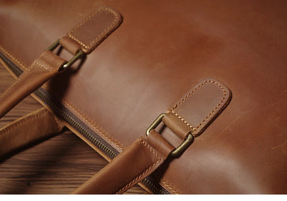 NUKA Men's Executive Briefcase High Quality Real Leather Business Handbag Retro Original Cowhide Shoulder Bag For 15 Inch Laptop