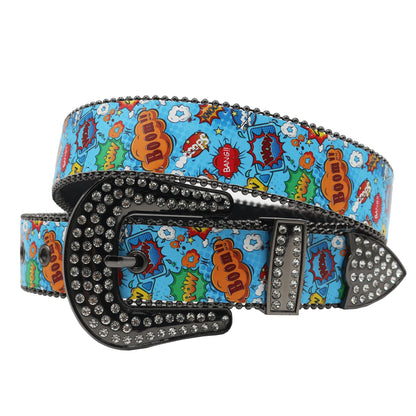 Hip hop Diamond Wide Colour Belt Fashion Rhinestone Vintage Buckle Belt Y2K BB bek Belt